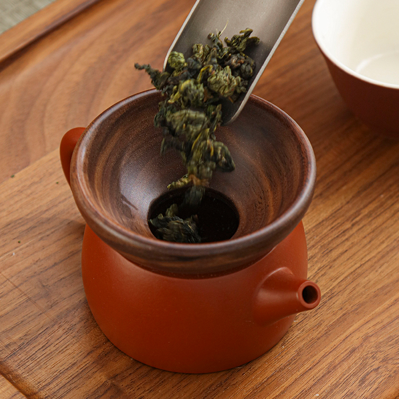 黑檀茶道六君子茶漏斗倒茶入壶取茶器投茶器茶滤茶叶木质茶具配件 - 图1