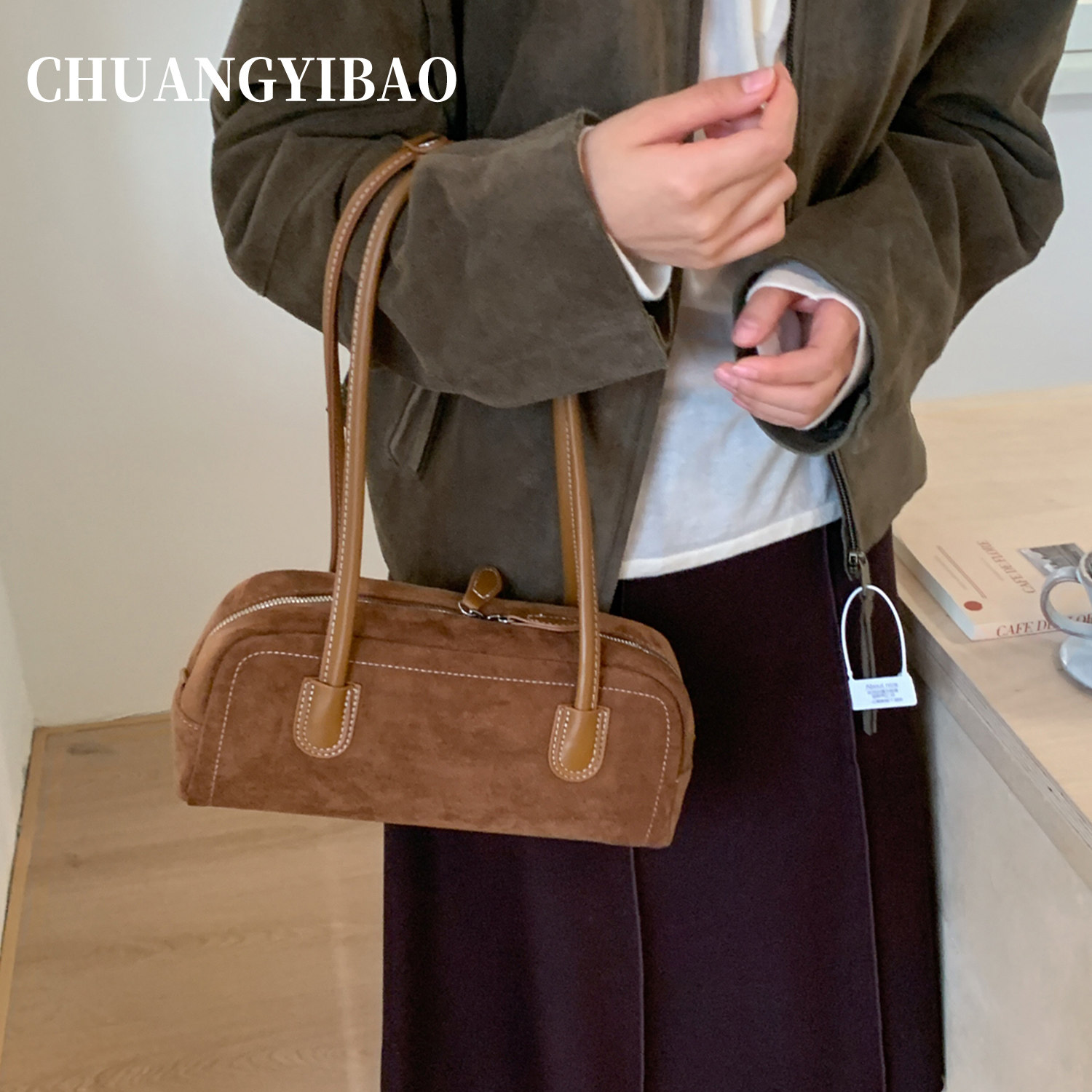 咖色保龄球腋下包包女2025新款秋冬高级感小众通勤百搭单肩手提包,淘宝优惠券,粉丝福利购,淘宝优惠卷
