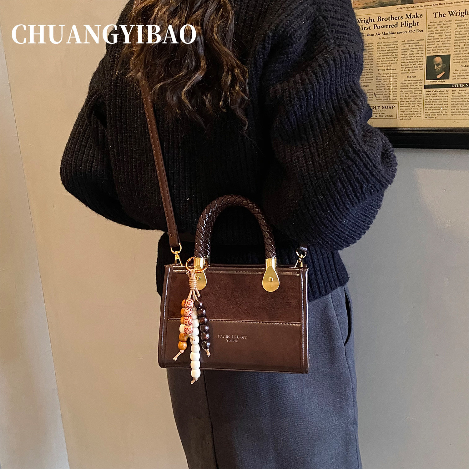 手提斜挎包包女式2026新款春夏复古轻奢小众高级感超火咖色单肩包,淘宝优惠券,粉丝福利购,淘宝优惠卷