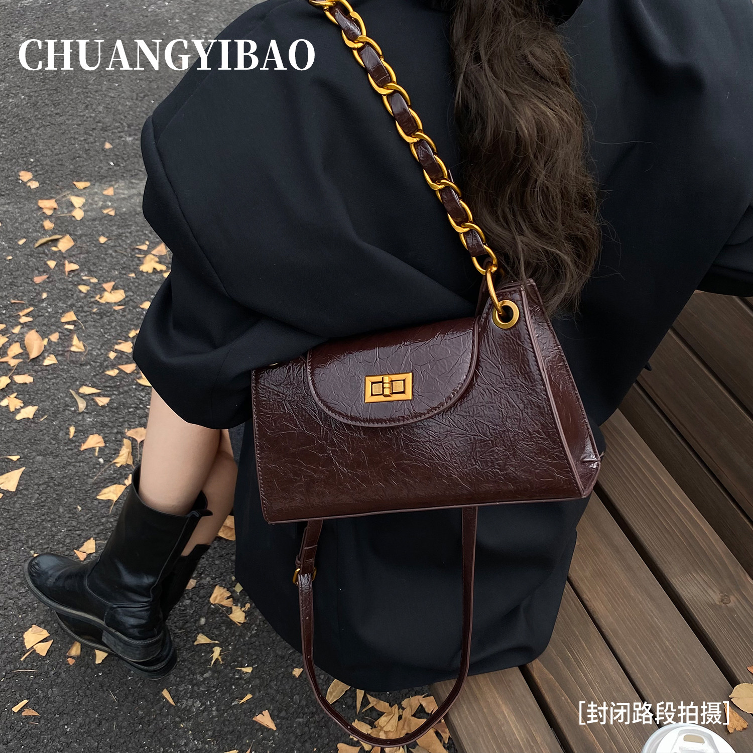 咖色超火精致链条腋下包包女式2025新款轻奢小众高级感通勤斜挎包,淘宝优惠券,粉丝福利购,淘宝优惠卷