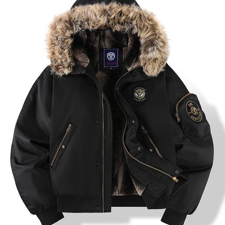 猎装美式复古飞行工装夹克外套男冬季户外连帽码加厚飞行服棉服男,淘宝优惠券,粉丝福利购,淘宝优惠卷