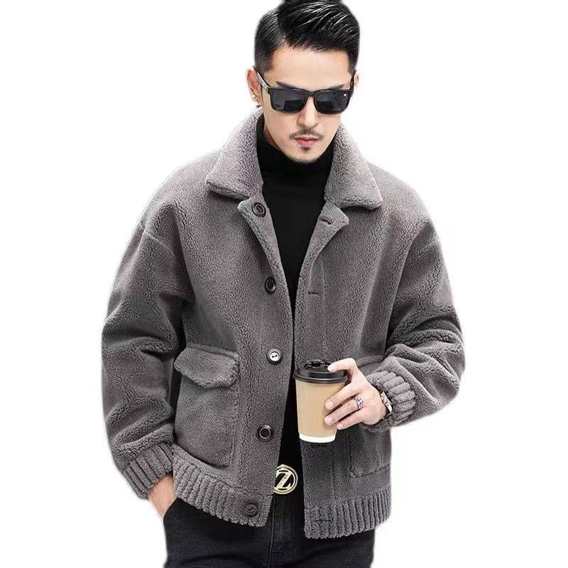 新款双面穿羊羔绒翻领外套男颗粒羊剪绒夹克皮毛一体短款海宁皮草,淘宝优惠券,粉丝福利购,淘宝优惠卷