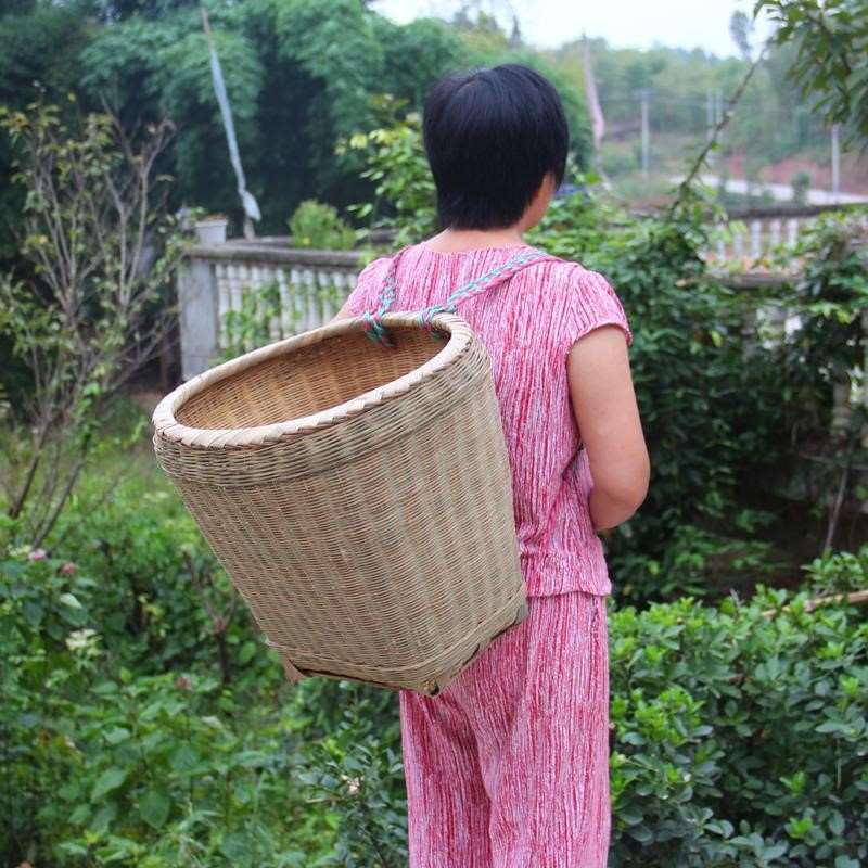 赶集背篓 竹编竹背篓手工成人家用四川竹子背篼买菜竹筐背筐采茶z