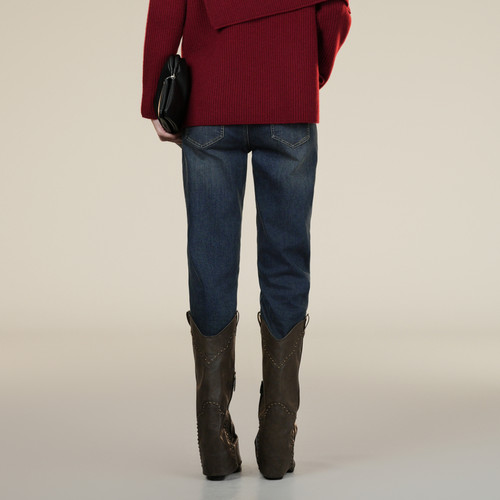 XG/雪歌XK402025A519做旧水洗牛仔裤2025冬季新款微弹直筒长裤女 - 图2