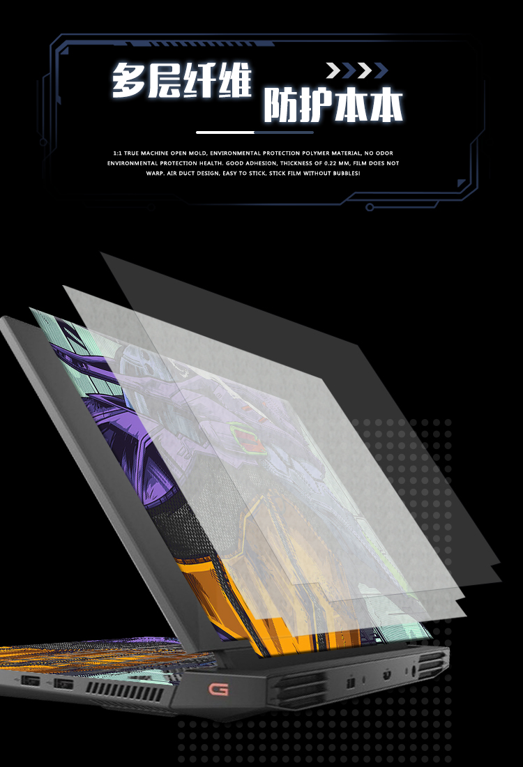 电脑贴纸适用于戴尔游匣G15 5510笔记本贴膜G5 5500 5590外壳保护膜G3 3500 3590配件全套定制15.6英寸2021款 - 图1