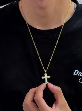 欧美嘻哈十字架项链美式街头坠链