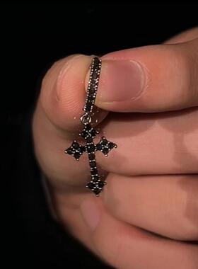 合金耳饰 黑色菱形耳环耳钉男生潮流配饰复古十字架耳坠嘻哈暗黑