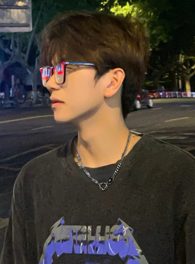 圆环拼接项链男高级感痞帅