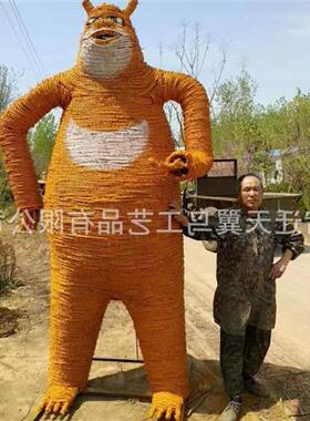 厂家制作稻草人工艺品艺术节雕塑手工稻草卡通人物农耕防腐稻草人