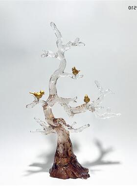 售楼处样板间透明树脂发财树雕塑家居创意摆件客厅艺术软装装饰品