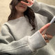 Hanli Korean style pullover round neck gray sweatshirt