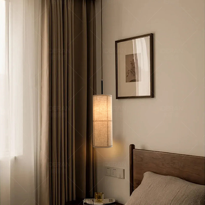 法式中古吊灯家用极简侘寂风布艺灯罩氛围感卧室床头柜上方长线灯,淘宝优惠券,粉丝福利购,淘宝优惠卷