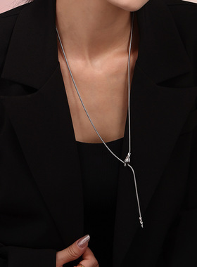 欧美风蛇头项链个性设计感冷淡风不锈钢长款不掉色毛衣链饰品女