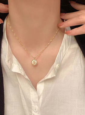新款法式复古玫瑰花项链女夏季轻奢小众高级设计感锁骨链颈链