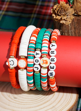 New Bracelet Beaded Letter Pearl Holiday Snowflake Santa Cl