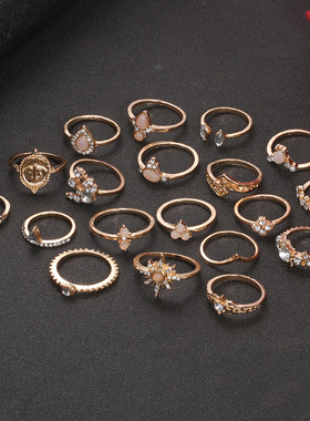 New diamond studded joint set retro ring set ring/rings 戒指