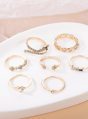 Joint ring female moon snake rings set Accessories women戒指