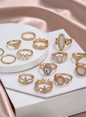 关节戒Vintage Jewelry Set Diamond Carving Starry Joint ring