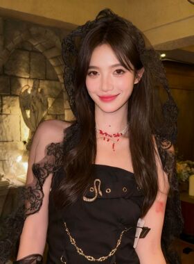 黑头纱Halloween Ghost Girl cosplay veil lace Black headscarf