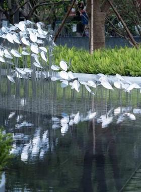 不锈钢风动抽象水景摆件雕塑园林景观售楼部庭院酒店水池美陈装饰