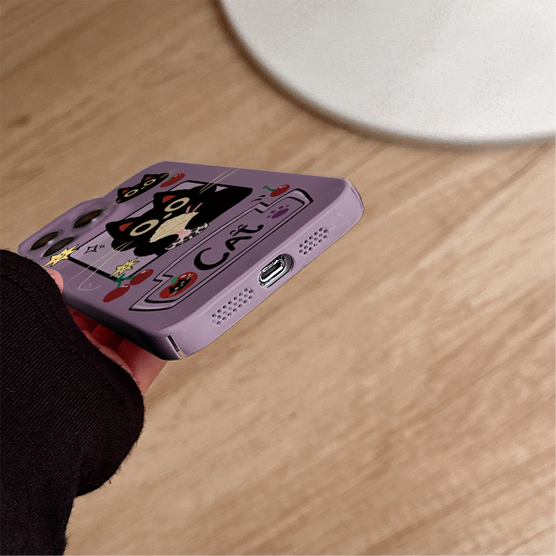 趣味创意Cat猫咪适用iphone15promax苹果14可爱小众紫色新款13全包mini防摔xr高级感12菲林8plus11手机壳女生-图2