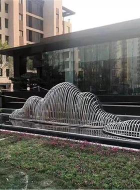 大型不锈钢假山雕塑户外园林售楼部酒店水池景观镂空金属山形摆件