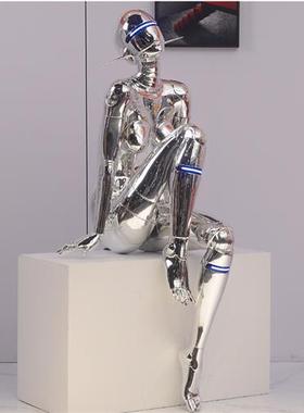 空山基女神雕塑机械姬大型摆件网红店酒吧KTV潮流玻璃钢落地装饰