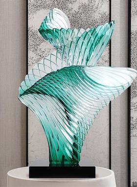 售楼部酒店大堂大型落地雕塑玄关客厅桌面摆件家居装饰品透明树脂