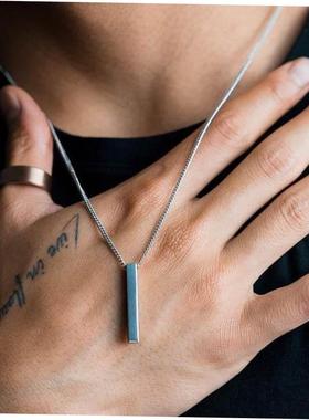 hot classic Rectangle Pendant Necklace men Stainless Steel