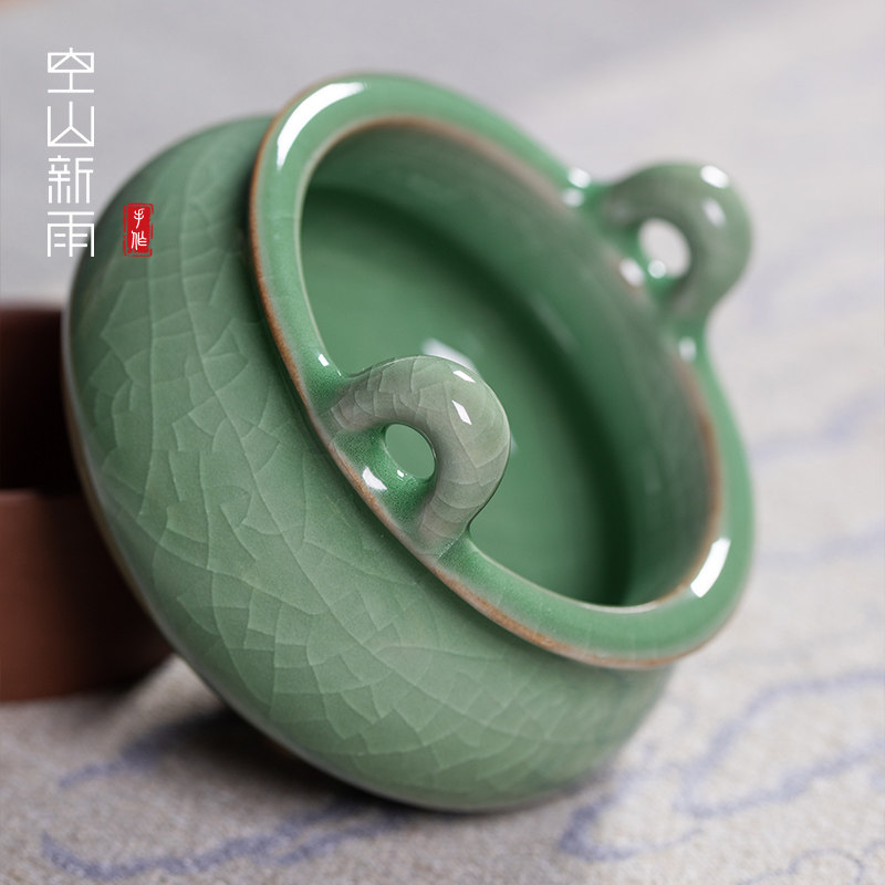 空山新雨复古龙泉青瓷三足香炉陶瓷小号家用香薰供佛创意茶道摆件,淘宝优惠券,粉丝福利购,淘宝优惠卷