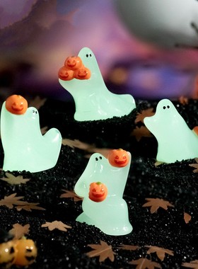 夜光灵动幽灵抱南瓜白鬼装饰摆件