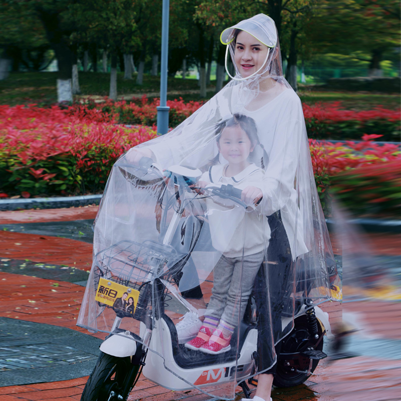 骑行加厚雨衣电动车母子单人摩托车男女外卖代驾长款防暴雨全透明