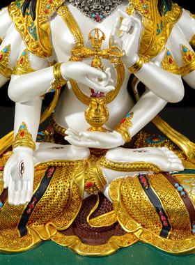 闯隆彩绘7/10寸尊胜佛母铜像摆件