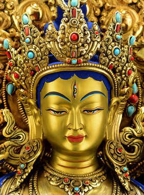 全鎏金15寸大背光铜像白度母摆件