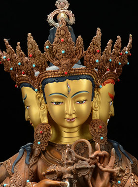 闯隆精工15寸红铜雕像装饰摆件