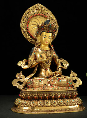 闯隆铜鎏金雕花金刚萨埵铜像摆件