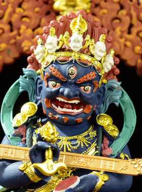 闯隆15cm彩绘二臂铜像雕像摆件