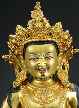 闯隆家用财神桌面铜鎏金铜像摆件