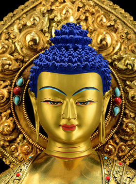 全鎏金15寸大背光铜像阿弥陀佛