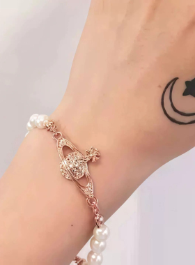 【官网正品】西太后经典明星同款闪石土星珍珠手链别针手环礼物女