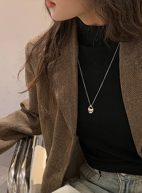 925银手提包吊坠女项链女轻奢高级感个性小众设计长款毛衣链饰品