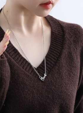 925银如意项链女休闲风锁骨链女轻奢高级感小众设计链子毛衣链