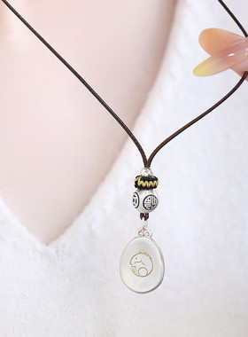 足银平安民族风项链锁骨链女轻奢高级感国潮风长款福字毛衣链