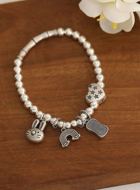 925银爱心心形手链女休闲风手环潮流港风高级感小众设计手环