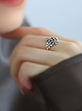 戒指女925纯银清新小众设计