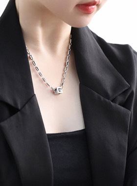 925银链条项链女中性风锁骨链女轻奢高级感小众设计链子毛衣链