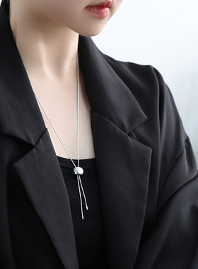 925银线条项链女休闲风锁骨链女轻奢高级感小众设计链子毛衣链