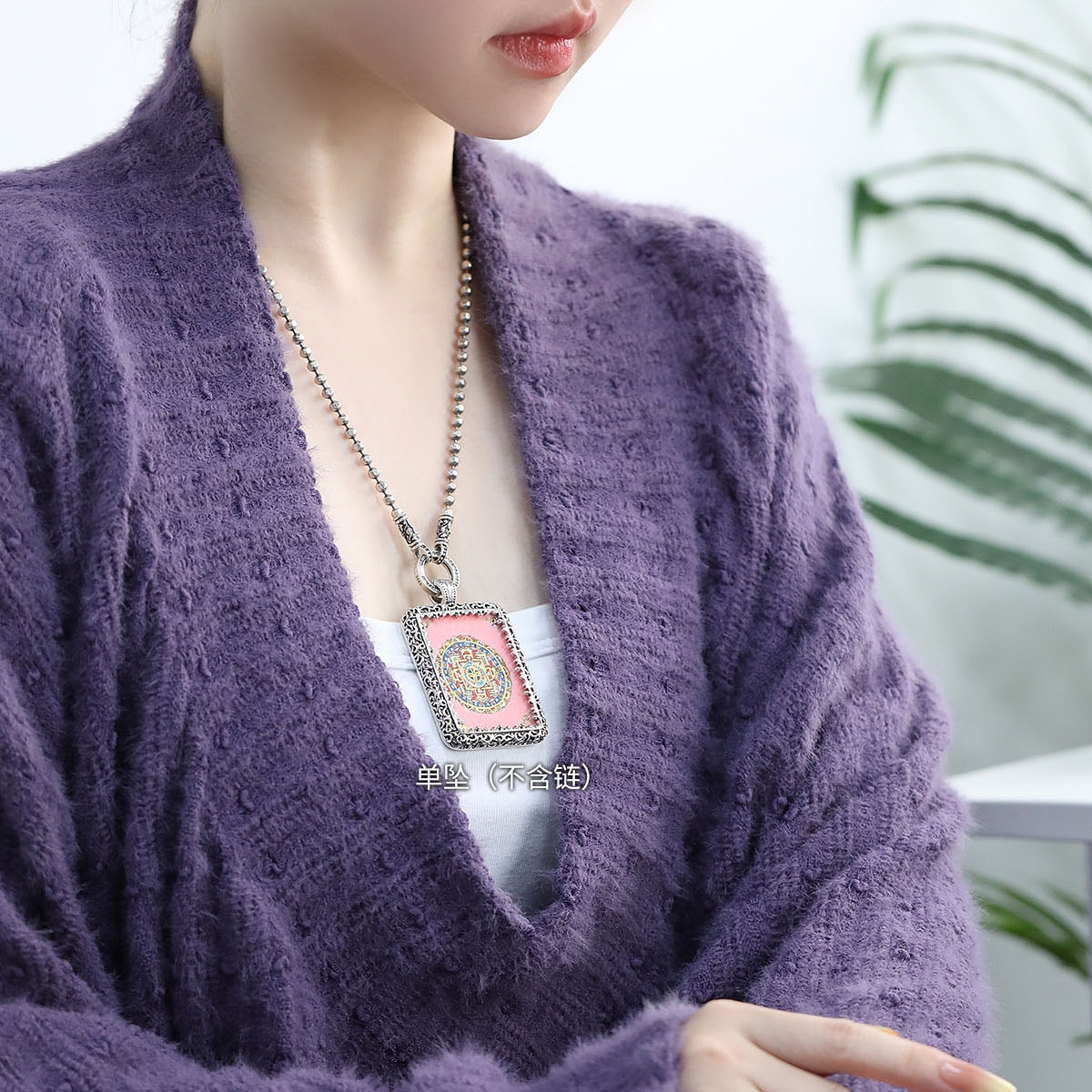 925银唐卡吊坠女国潮风轻奢高级感小众设计单坠无项链女DIY配件 - 图2