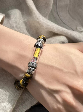 925银木变石黄财神复古风手串气质手链女新中式小众设计首饰