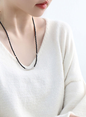 925银花朵碎银子项链女锁骨链女轻奢高级感小众设计链子毛衣链